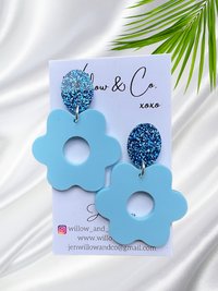 XL Flower Dangles Blue