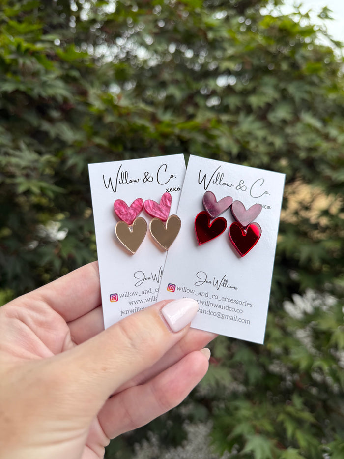 Valentines Hearts Stud Pack Red