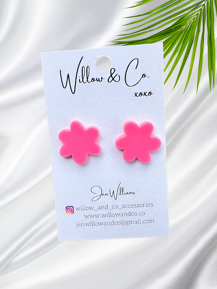 2cm Flower Studs Pink