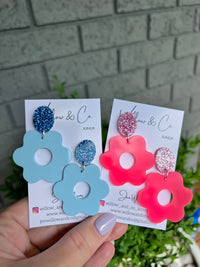 XL Flower Dangles Blue