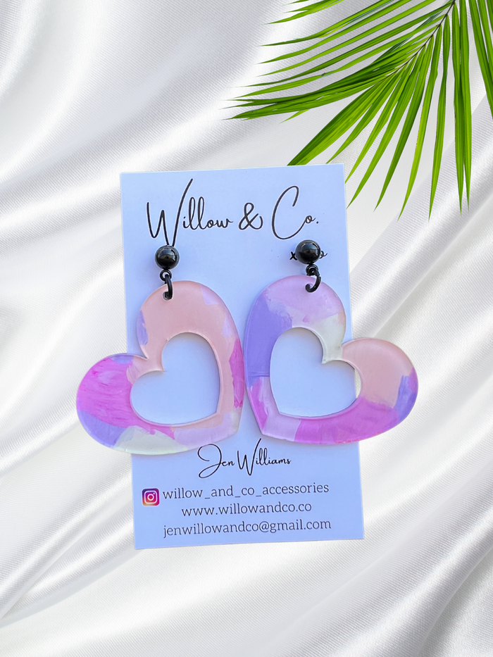 XL Heart Painted Pastel Dangle