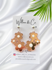 Flower Trio Dangle Rose Gold