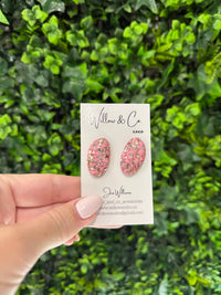 Organic Oval Stud Pink & Gold