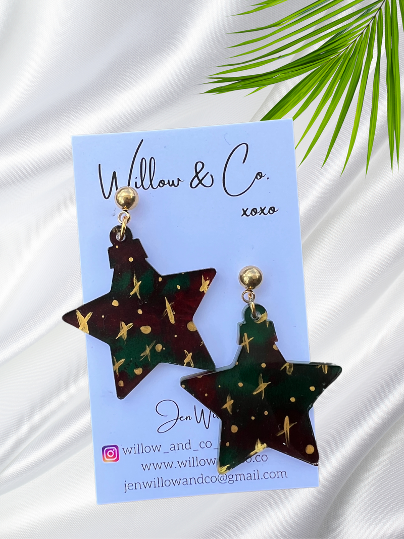 Christmas Star Bauble Dangle Handpainted