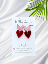 Valentines Hearts Stud Pack Red