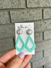 Large Dangle Mint Blue & Silver